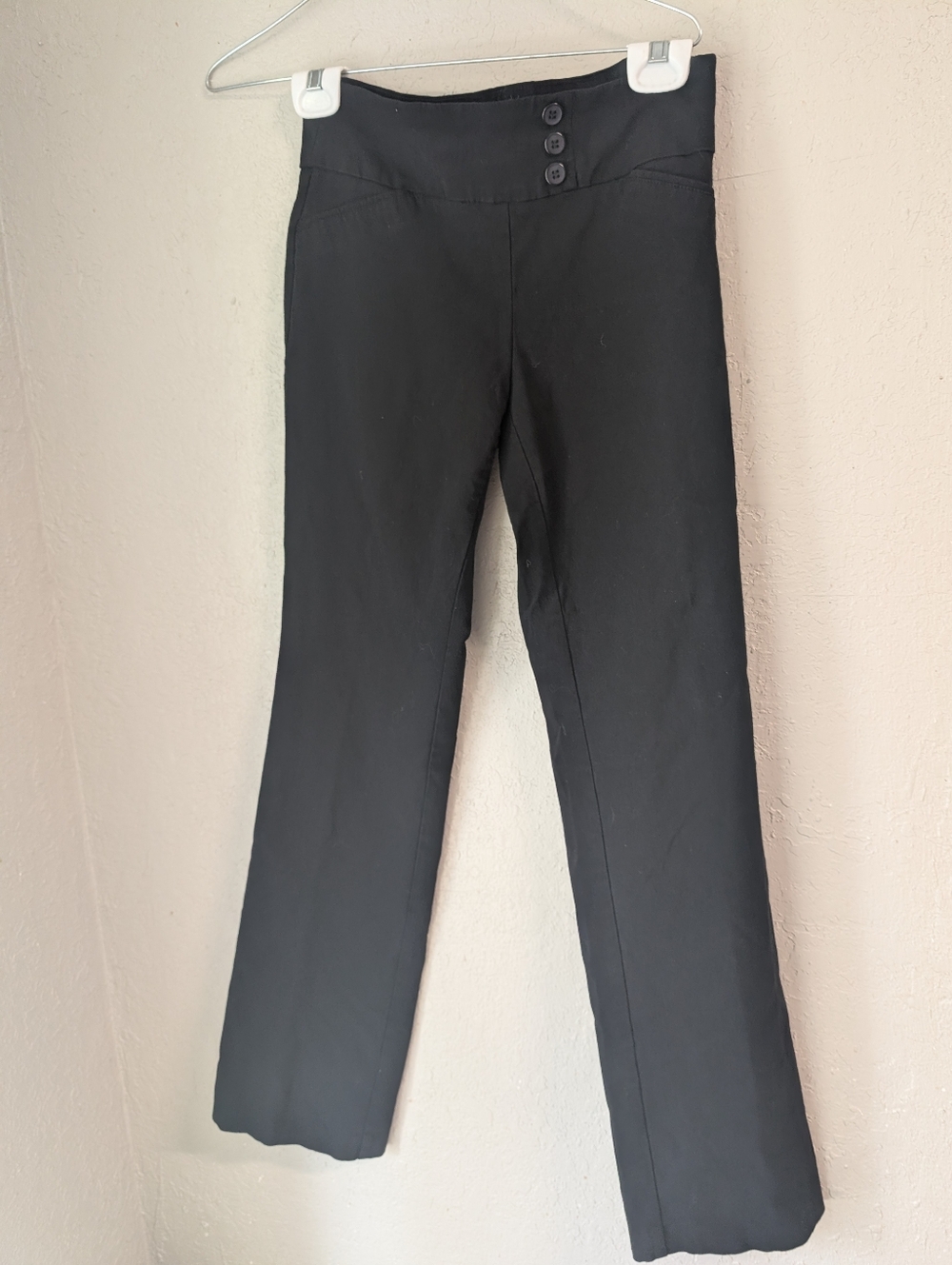 Y2K Pants M Black Button Mid Rise Boot Cut Capsule 2000s Emo Grunge Goth Punk